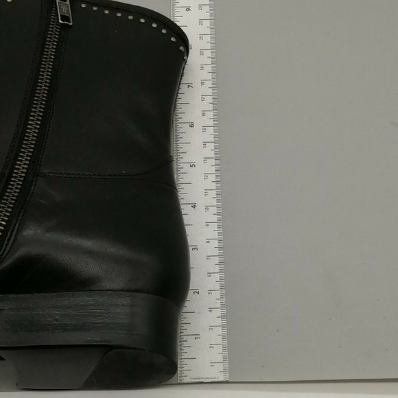 Frye Womens Melissa Stud Short Boots Black Leather Side Zip Block Heel 9.5M NEW - Picture 7 of 10